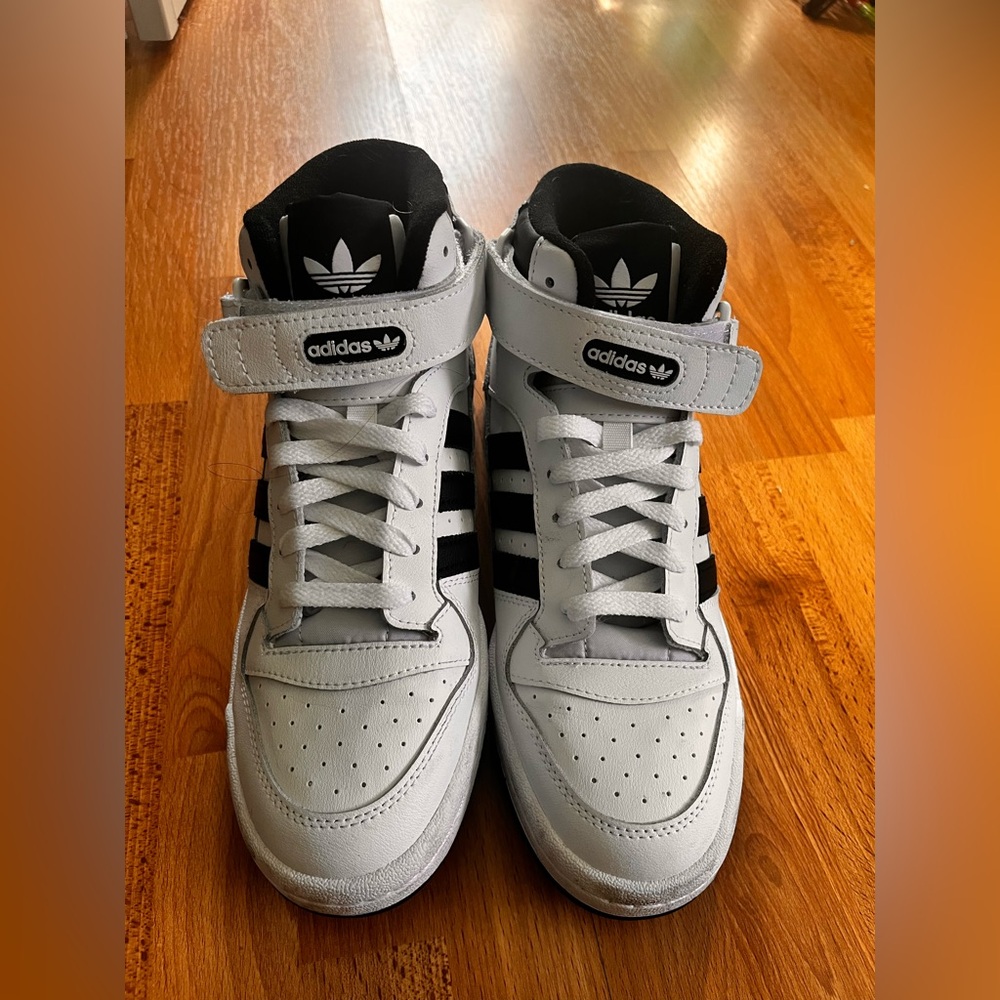 New Adidas White and Black High-Tops with Stripes